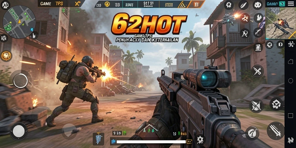 Gameplay intens di 62HOT dengan pertempuran tim yang strategis.