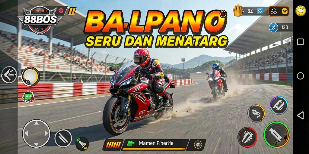 Tampilan seru dari gameplay balapan motor 88BOS.