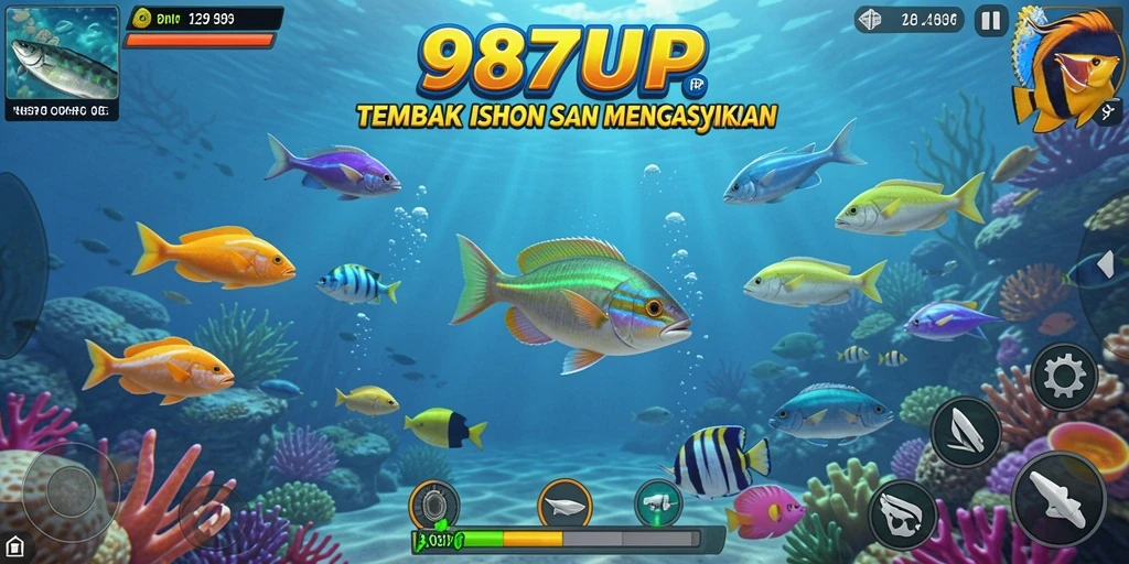Tampilan screenshot gameplay menembak ikan di 987UP.