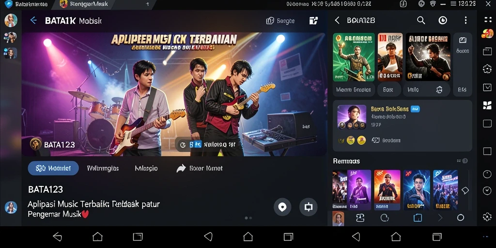 Tampilan screenshot BATA123 menampilkan antarmuka dengan berbagai pilihan musik.