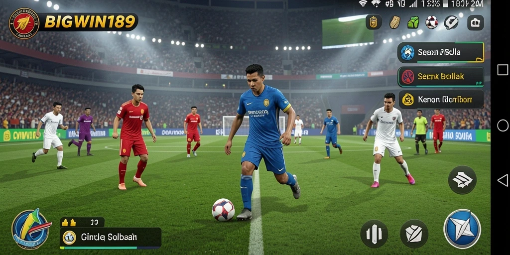 Tampilan gameplay <strong>BIGWIN189</strong> yang seru dengan aksi sepak bola nyata.