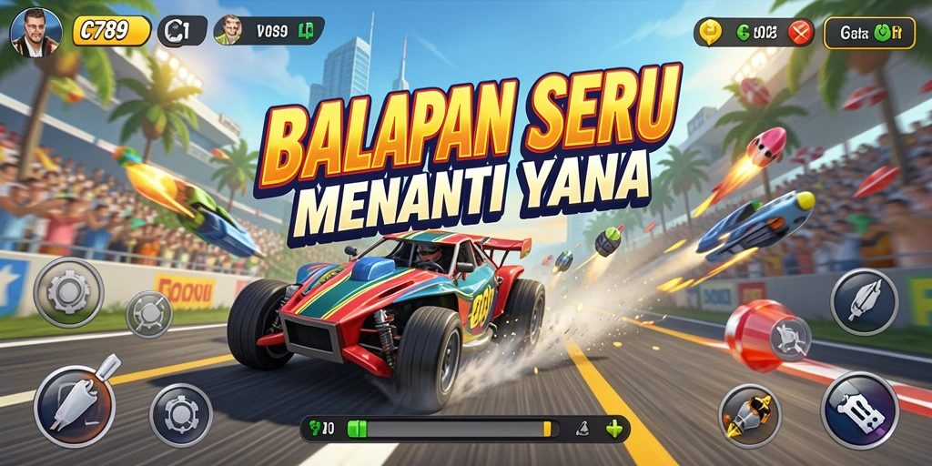 Tampilan gameplay seru C789 saat balapan di trek menantang.