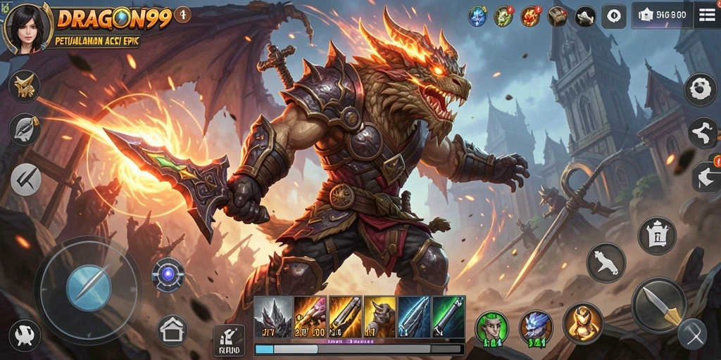 Tampilan gameplay menegangkan dalam DRAGON99 yang penuh aksi.