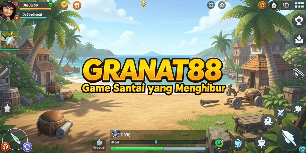 Tampilan gameplay menegangkan di GRANAT88 dengan warna ceria.