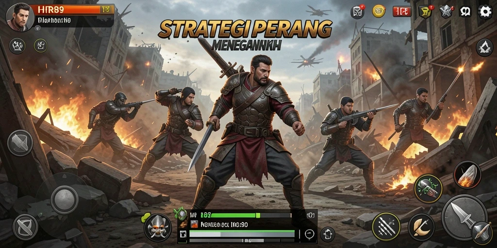 Tampilan gameplay strategis yang intens dan mendebarkan.