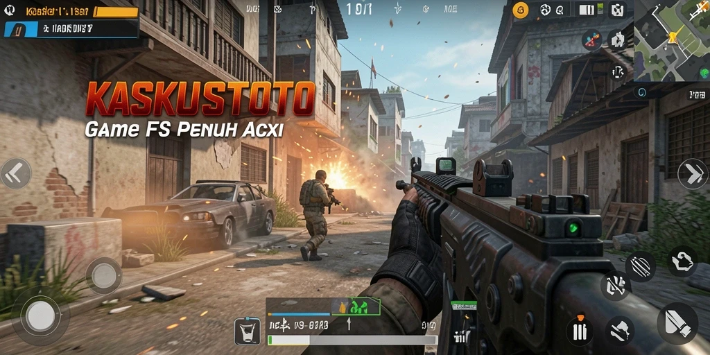 Gameplay seru di KASKUSTOTO dengan pertempuran FPS yang intens.