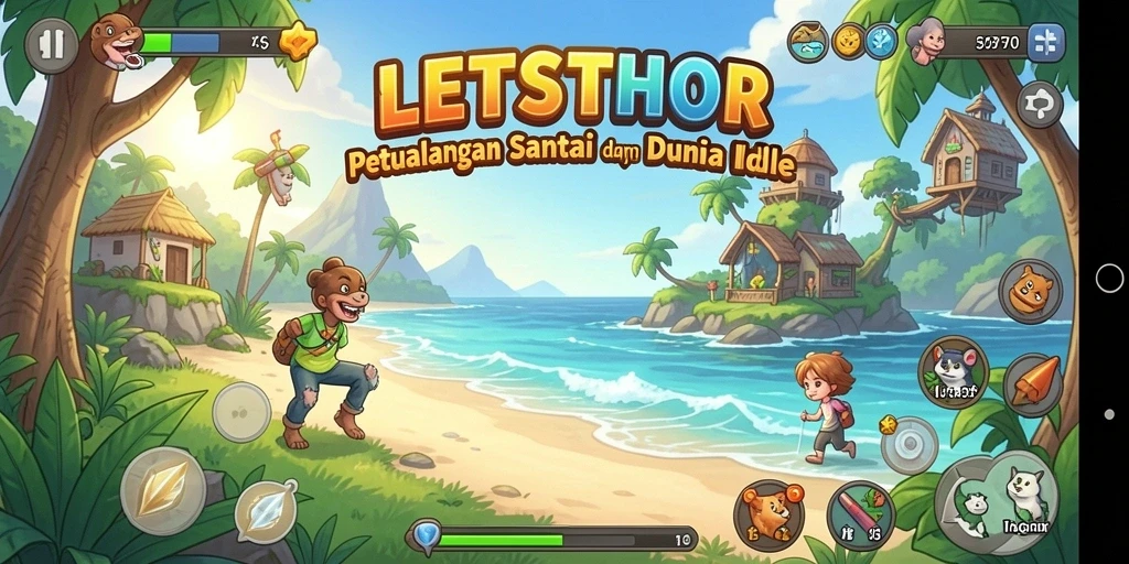 Tampilan gameplay LETSTHOR yang menarik dan penuh warna.