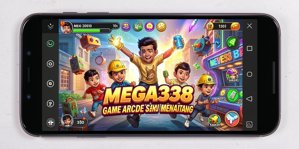 Screenshot MEGA338 menampilkan gameplay arcade yang seru dan penuh tantangan.