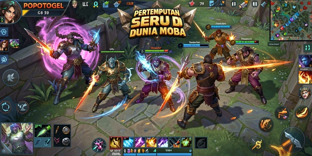 Tangkapan layar menampilkan aksi intens dalam pertempuran MOBA.