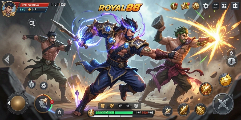 Screenshot gameplay ROYAL88 yang menampilkan pertarungan seru dan cepat.