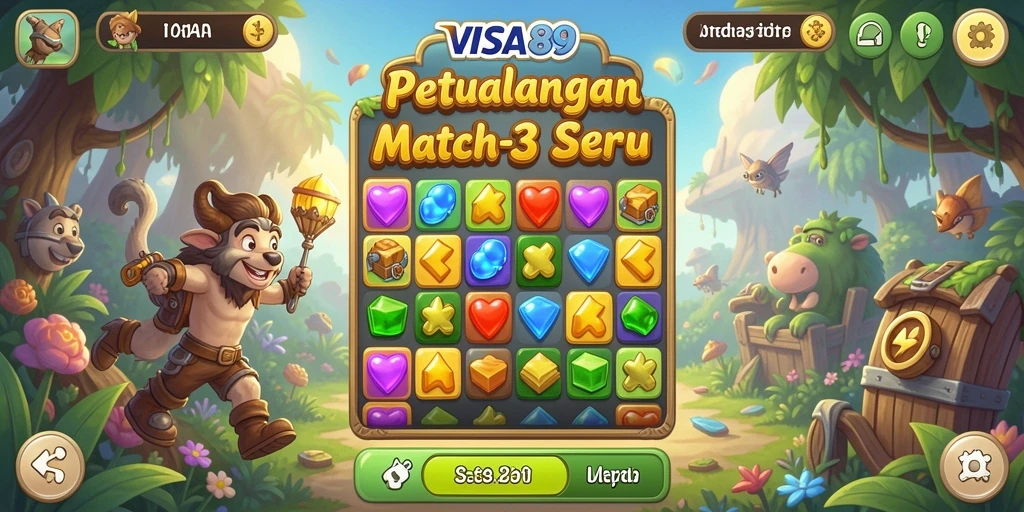 Screenshot gameplay VISA89 yang menunjukkan keseruan mencocokkan objek.
